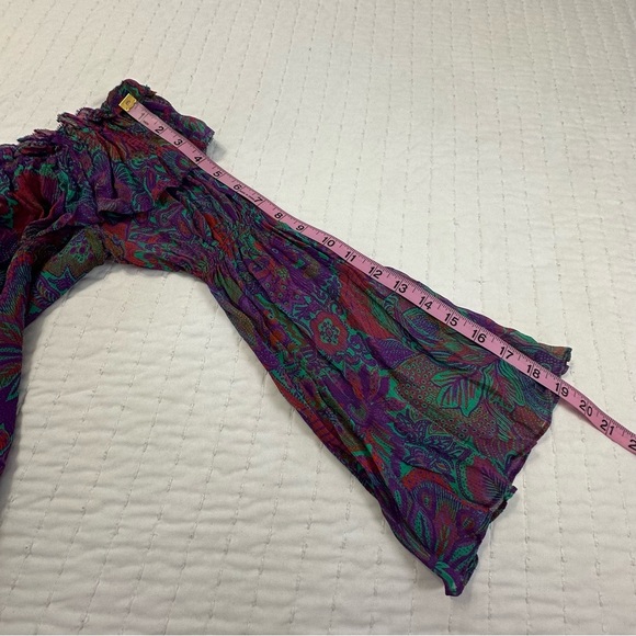 Ramy Brook 100% Viscose Floral Multicolor with Ruffles and Bell Sleeves Blouse - Picture 7 of 12